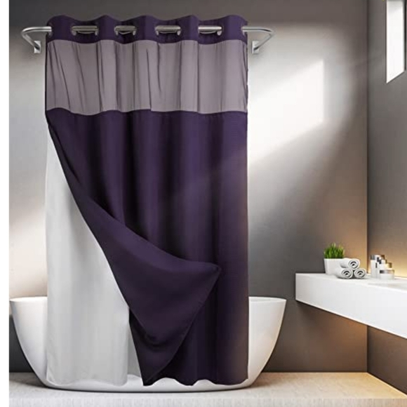 Hotel style hookless washable shower curtain EUC! - Picture 7 of 7